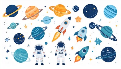Flat Minimal Vector Galaxy Icon Set
