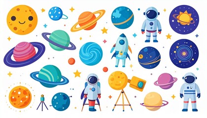 Flat Minimal Vector Galaxy Icon Set
