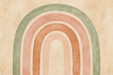 Boho rainbow background in earthy pastel tones. AI Generative.
