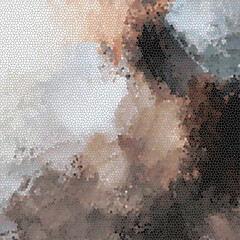 mosaic effect with a dark ash brown, light beige brown, and white overlapping polygonal colors create a textured appearance and form an indistinct abstract form 3
