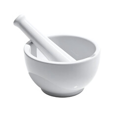 White Marble Mortar and Pestle for Grinding Spices isolated 