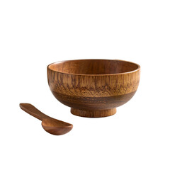 Empty Wooden Bowl with Natural Grain Texture Isolated