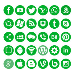 Green icons for social networks