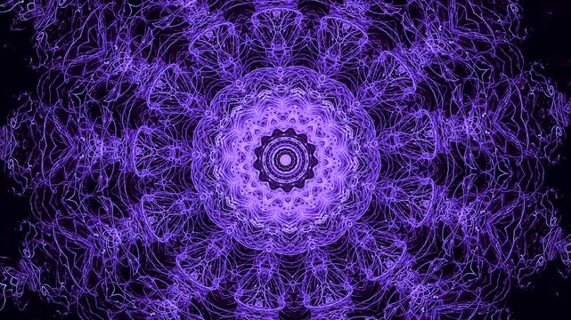 The mysterious beauty of the purple eye. The intricate concept of a purple mandala. Visually stunning and complex depiction of the cycle of life. Kaleidoscope or dreamcatcher