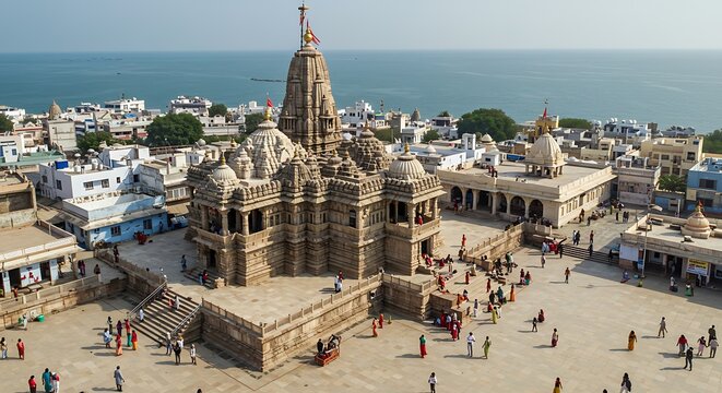 Dwarkadhish Temple complex, featuring a majestic architectural marvel