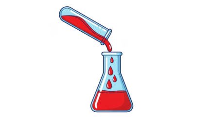 Red liquid transfer between laboratory glassware
