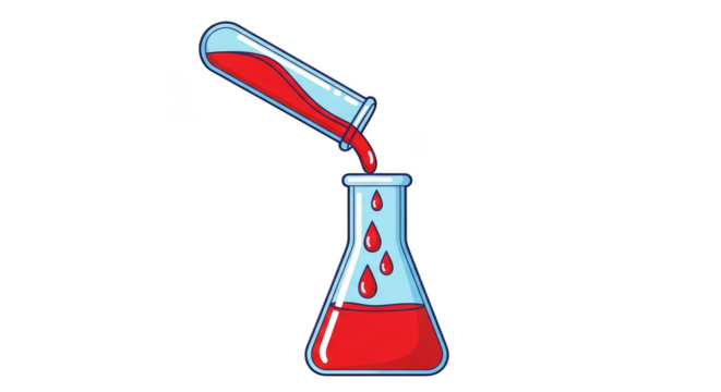 Red liquid transfer between laboratory glassware