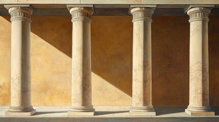 Naklejka premium Classical Columns Basking in Sunlight: A Study in Architectural Detail