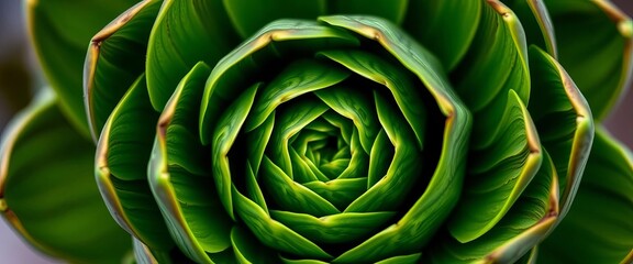 Close-up of artichoke showing spiraling Fibonacci sequence in its bracts, artichoke bracts, math