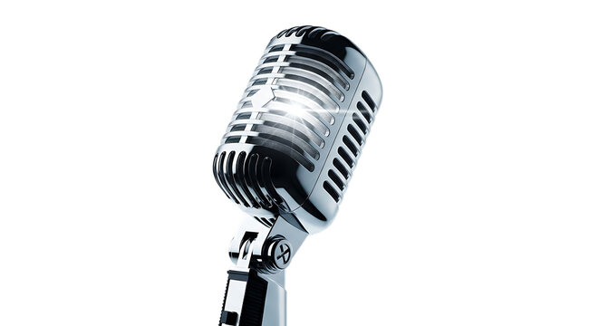 A vintage microphone isolated on transparent background, capturing the essence of classic music, broadcasting, and timeless vocal performances