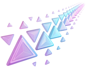 Perspective view of pyramids isolated on transparent background, creating a visual path