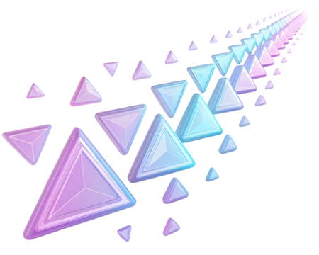 Perspective view of pyramids isolated on transparent background, creating a visual path
