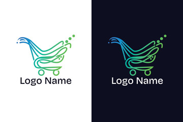Modern shopping cart logo design for online store and e-commerce business branding