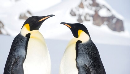 Fototapeta premium Two penguins facing each other