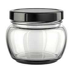 Realistic 3D transparent glass jar with a glossy body and clear reflections