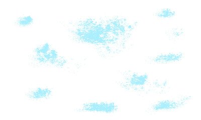 Set of Hand-Painted Blue Acrylic Brush Strokes and Textured Smudges on Isolated White Background for Abstract Design