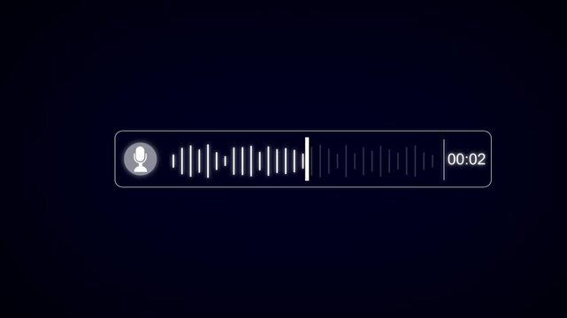 Abstract Wave Voice Animation. 5 seconds IMO Messenger Voice Message Recording Animation. Microphone Icon with Audio Spectrum Animation, Modern Voice Wave Animation Background