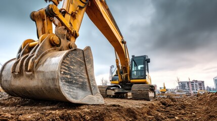 Excavator working on construction site