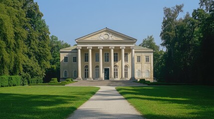 Obraz premium Majestic Neoclassical Villa in Lush Greenery