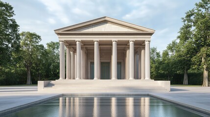 Fototapeta premium Neoclassical Temple by Reflecting Pool