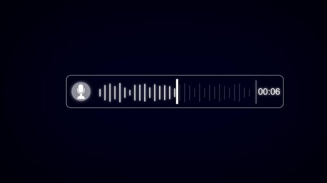 Abstract Wave Voice Animation. 12 seconds IMO Messenger Voice Message Recording Animation. Microphone Icon with Audio Spectrum Animation, Modern Voice Wave Animation Background