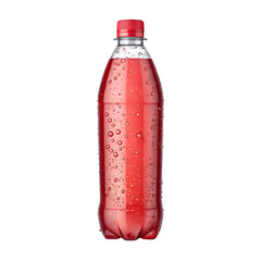 Realistic mockup of a matte red plastic bottle with smooth surface and clear reflections