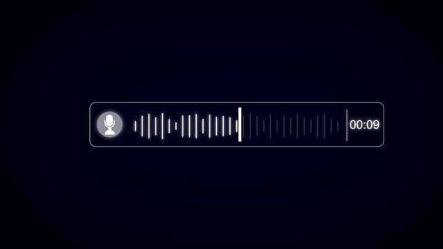 Abstract Wave Voice Animation. 18 seconds IMO Messenger Voice Message Recording Animation. Microphone Icon with Audio Spectrum Animation, Modern Voice Wave Animation Background