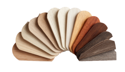 Wood veneer color swatches fanning out