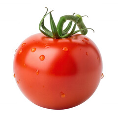 Ripe Red Tomato With Water Droplets isolated on a transparent background