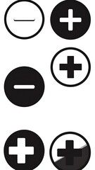 Simple plus and minus signs in circles