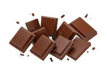 Isolated chocolate chunks with crumbs, delicious treat, dessert ingredient, sweets lover