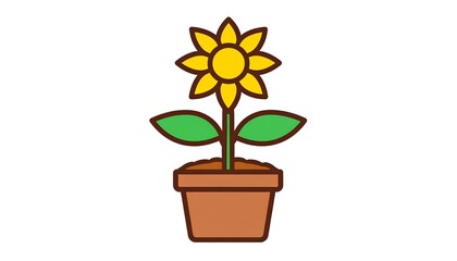 Simple potted sunflower illustration