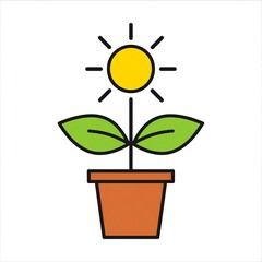 Simple potted plant with sun (1)