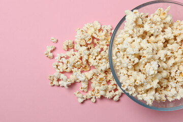 popcorn on a pink background
