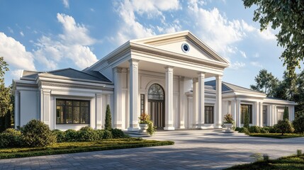 Grand Neoclassical Mansion Architectural Rendering