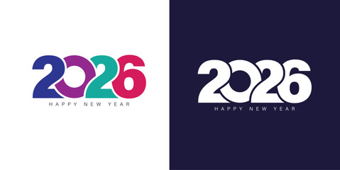 Happy New Year 2026 modern typography logo greeting design