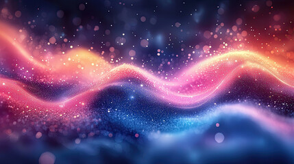 Obraz premium Ethereal wavy lines in purple and pink against starry backdrop