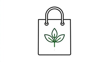 Simple shopping bag with leaves