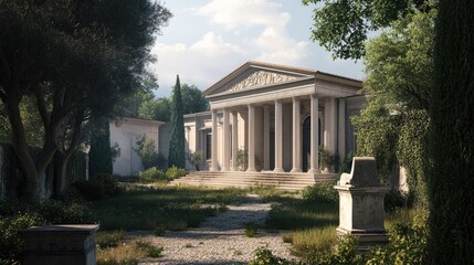 Neoclassical Villa in a Serene Garden