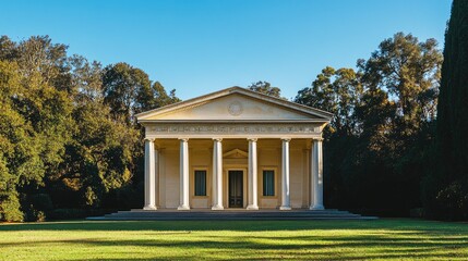Neoclassical Temple in a Serene Garden