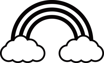 雲と虹のアイコン　モノトーン