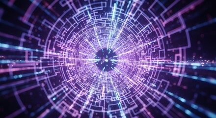 Fototapeta premium Inside of futuristic server. Cyber security data tunnel. Digital information and communication technology. Abstract cybernetic background.