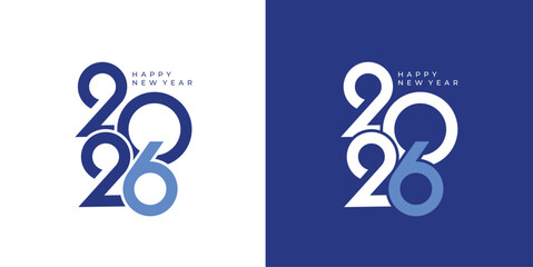 Happy New Year 2026 modern typography logo greeting design