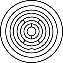 Minimalist line drawing of concentric zen meditation illustration on transparent background
