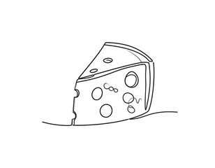 Single line drawing of a cheese wedge