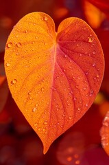Heart leaf autumn leaf red leaf water leaf photography
