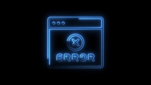 Glowing blue error message window on black background indicating technical failure or system malfunction