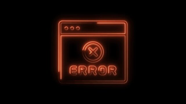 Glowing orange error window notification alerting user of a system failure on black background