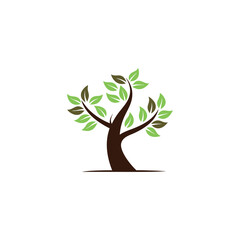 Obraz premium Eco-friendly tree growth concept vector illustration with green leaves, human hands and faces featuring nature, sustainability, environment, and wellness design