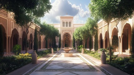 Serene Moorish Courtyard: Architectural Oasis